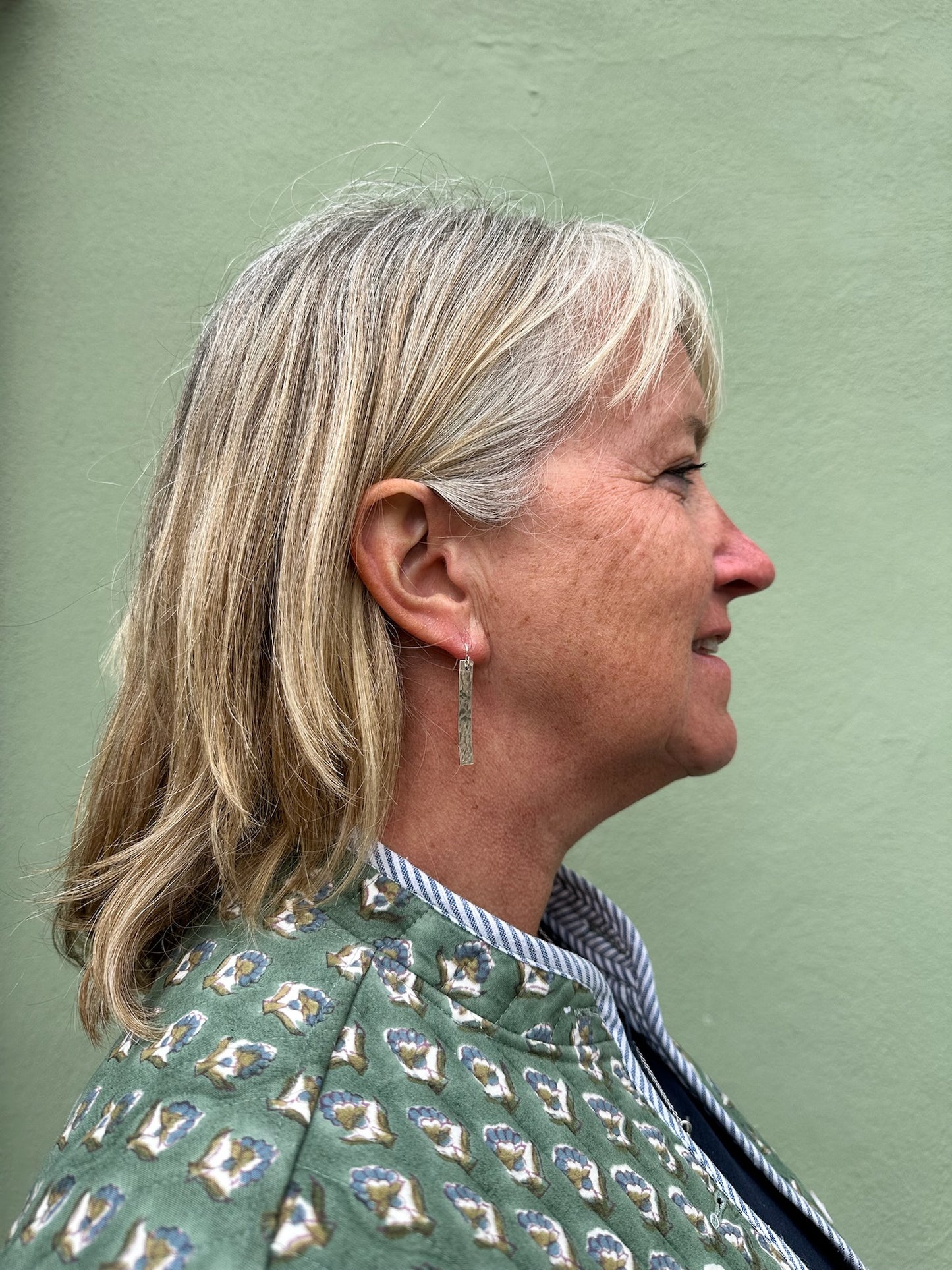 Hammered Silver Bar Earrings