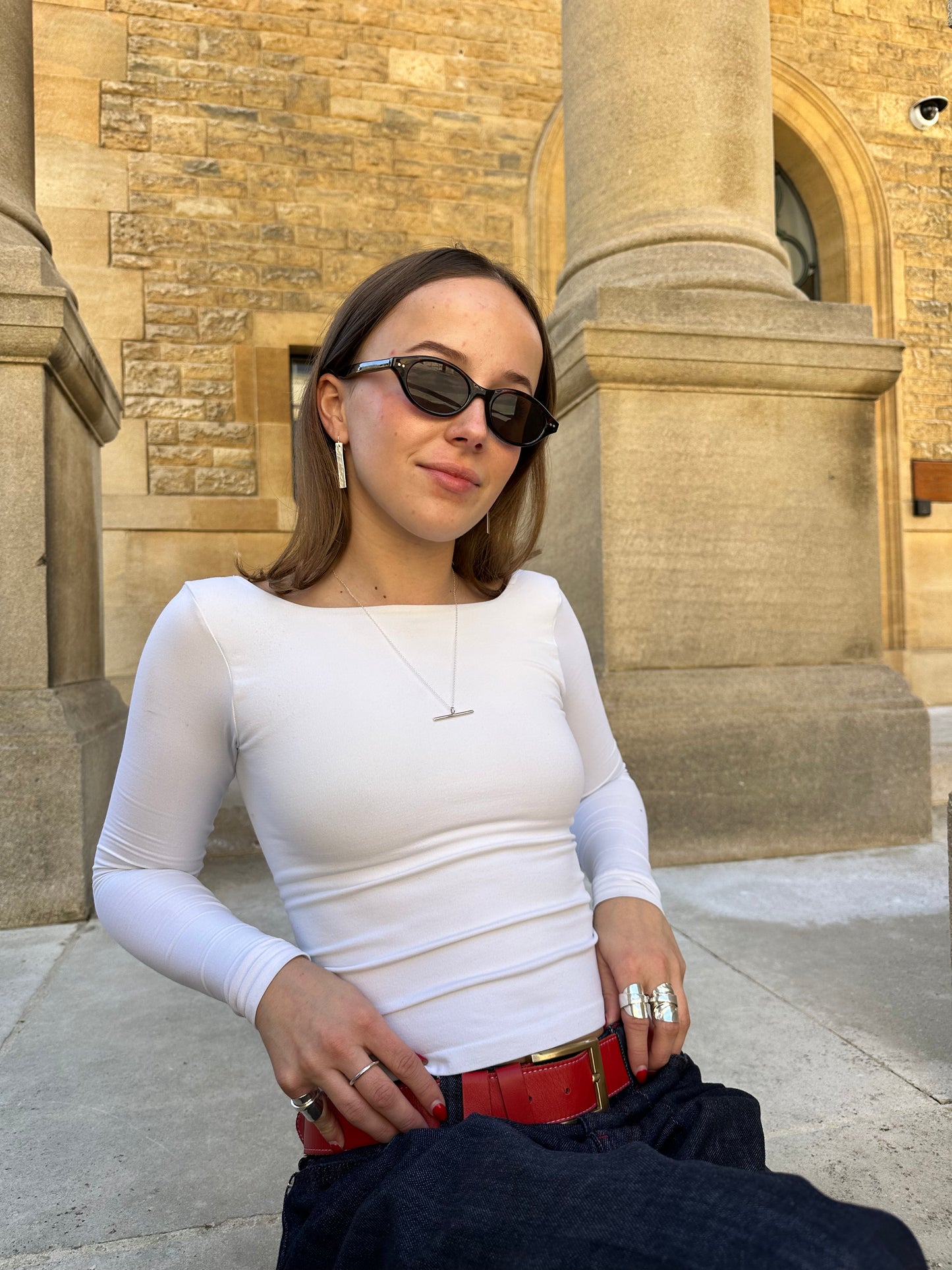 Hammered Silver Bar Earrings